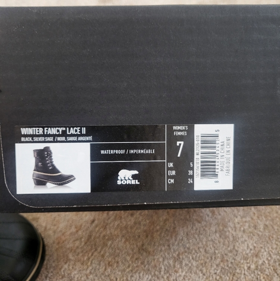New! Sorel black lace up winter fancy lace boots 7 - Picture 3 of 7